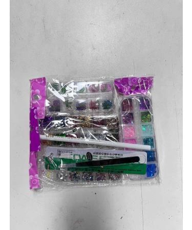 Kalolary Nail Art Kit with Butterfly Sequins, Dried Flowers, Foil, Shavings, Rhinestones, Tweezers, and Picker Pencil - DIY Female Nail Decoration - Buy Online on SooperMarket.com