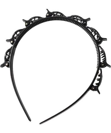 Veeteah Hairband with Clips Hair Pin Headband Twist Plait Headband Hair Tool Double Layer Bangs Hairpin Headband Weave Bangs Clip For Women Girls Black - Buy Online on SooperMarket.com