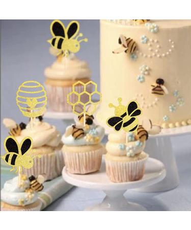 36 Pieces Hummel Cake Decoration - Glitter Honeycomb Cupcake Picks for Baby Shower & Birthday Party Accessories - Honeybee Theme - Buy Online on SooperMarket.com