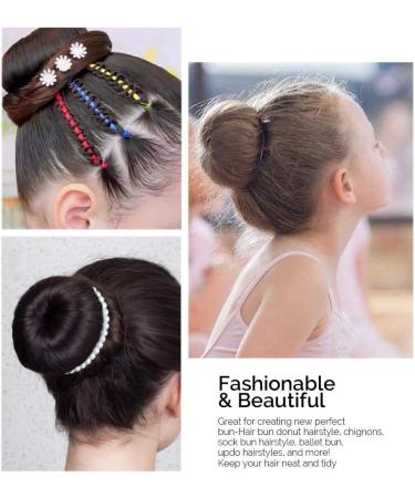 WACURRENTHYD Blonde Kid Hair Donut Bun Maker 2PCS - Small 2.5 Inch Beige Chignon Doughnut Shaper for Short and Thin Hair - Buy Online on SooperMarket.com