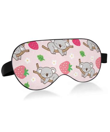 Haskirky Light Blocking Eye Mask Breathable and Adjustable Adult Men and Women Travel on Business Trips Yoga Meditation Light Smooth Comfortable Eye Mask Office Deep Sleep Goodies Strawberry Koala