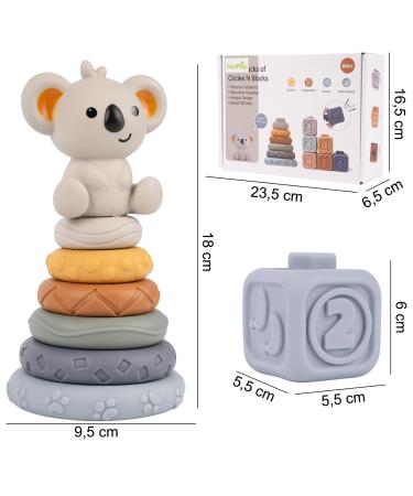 MalPlay Sensory Rubber 13-Piece Soft Tower Stacking Blocks | Baby Building Toy for Motor Skills | Ideal for 6+ Months - Buy Online on SooperMarket.com