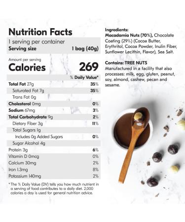 Macadamia Dipped Nuts Chocolate 12 x 1.41oz - Keto Vegan Paleo Gluten-Free Sugar-Free - Buy Online on SooperMarket.com