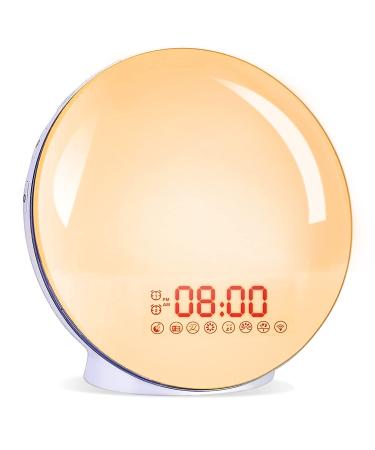 Cadrim daylight alarm clock Wake Up light light alarm clock radio alarm clock sunrise sunset with dual alarm clock 7 natural sounds & fm radio & snooze function for adults & children white