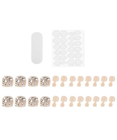 Worparsen False Toenail 1 Set Beautiful DIY Dazzling Wearable Stick On Artificial Toe Nail F