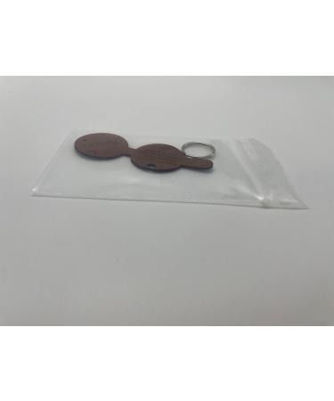 Customizable Brown Dog Pocket with Push Button Engraving - Round Pear Design | Synthetic Leather | Double-Sided Engraving | 30mm Diameter | Perfect for Pet Lovers - Buy Online on SooperMarket.com