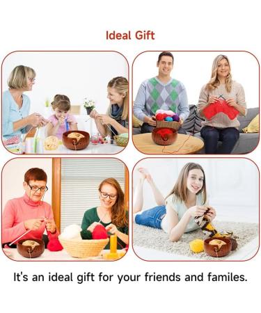 Handmade Wooden Yarn Bowl 6x3 - Knitting and Crochet Supplies - Yarn Storage Holder with Holes - Buy Online on SooperMarket.com