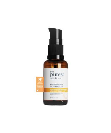The Purest Solutions Brightening & Lightening Vitamin C Serum (10% Ascorbic Acid & 0.5% Ferulic Acid) - Revitalize & Renew Dull Skin - Anti-Aging Care & Anti-Stress Care - Vegan | Cruelty Free (30 ml)