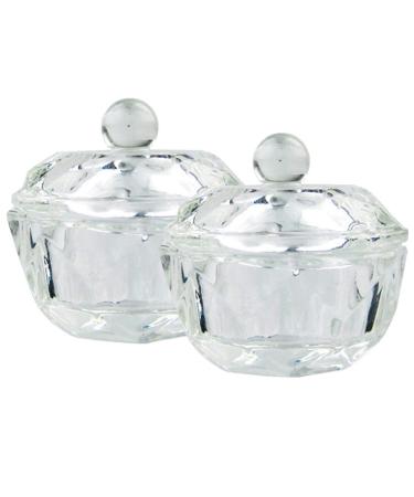 mollensiuer 2Pcs Clear Nail Art Acrylic Liquid Powder Dappen Dish Bowl Glass Crystal Cup Glassware with Lid for Nail Art Manicure Care Tools