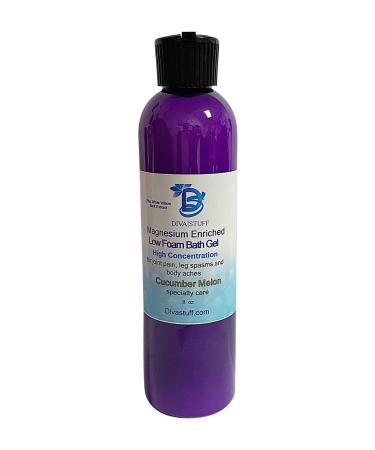 Magnesium Enriched Low Foam Bath Gel Soak for Aches and Pain with White Willow Bark Extract  Naturals Aspirin  Cucumber Melon Scent  8oz by Diva Stuff