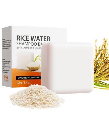 Fermented Rice Water Shampoo Bar for Hair Growth Moisturizing Dry Damaged Hair and Anti-Hair Loss 3.4 Oz.