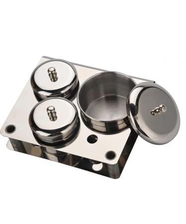 3pcs Stainless Steel Nail Art Kit Organizer Containers Mini Powder and Liquid Jars Storage Box Compact Manicure Tools