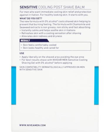 NIVEA Sensitive Cooling Post Shave Balm 100ml | Soothing Aftershave for Sensitive Skin - Fast International Shipping - Buy Online on SooperMarket.com