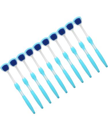 10-Piece Tongue Scraper Set - Long Handle Ergonomic Silicone Cleaning Brush for Oral Health & Fresh Breath - Blue - Buy Online on SooperMarket.com