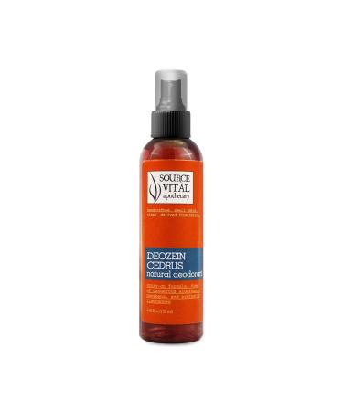 Deozein Cedrus Natural Deodorant Spray by Source Vital Apothecary | No Residue | Odor Control for Men  Women & Teens | Evergreen Woods Scent | Vegan & Made with Mineral Salts  Babassu Oil | 4.46 fl oz