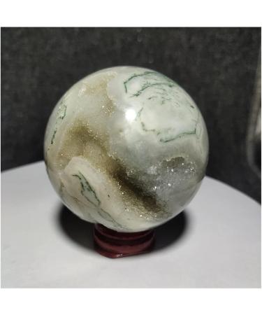 Natural Crystal Rough Natural Sphere Natural Crystal Cave Moss Aquatic Agate Ball Quartz Polished Gem Feng Shui Reiki Home Decoration 1pc 500-520g - Buy Online on SooperMarket.com