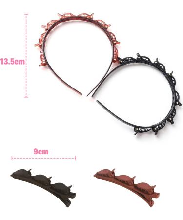 DHWEKU Bangs Hairstyle Hairpin 2 Pieces Hairstyle Aid Headband with Clips Hairpins Hairdressing Supplies Headband Hair Accessories Hair Band Hair Band with Clips Twist Clip Headband - Buy Online on SooperMarket.com