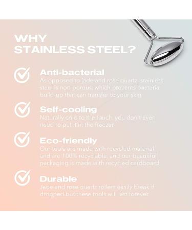 SACHEU Stainless Steel Facial Roller - Reduce Puffiness, Inflammation & Boost Circulation - Dual Sided Metal Face Roller for Cooling Massage - Includes Travel Pouch - Buy Online on SooperMarket.com