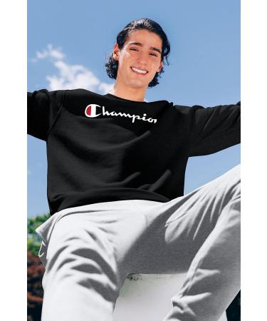Champion Men's Powerblend Fleece Crew Sweatshirt - Crewneck, Oxford Gray Script - Buy Online on SooperMarket.com