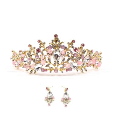 Zapire Rhinestone Women Bridal Tiaras Wedding Crowns with Earrings Princess Headbands for Girl Hair Accessories