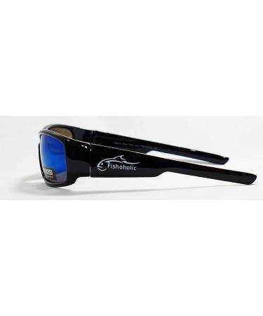 Fishoholic Polarized Fishing Sunglasses -5 Color Options- w Case Pouch UV400 Fishing Gift Gloss Black Blue Mirror - Buy Online on SooperMarket.com