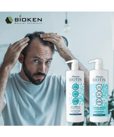 Bioken Biotin Thick & Full Hair Growth Shampoo - DHT Blocker, Stimulates Growth, Controls Loss - Sulfate Free - 32 oz - Buy Online on SooperMarket.com
