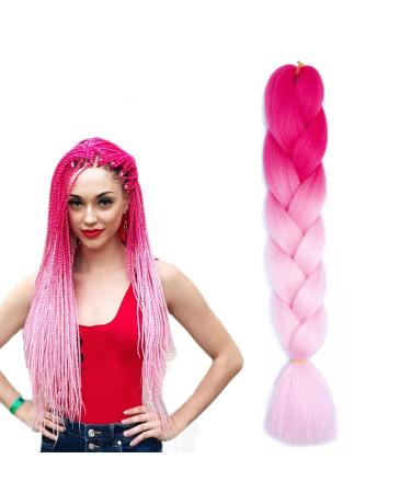 prinfantasy Colour Hair Extensions for Braids Hair 24 Inch Pre Stretched Braiding Hair Yaki Texture Crochet Braid Blonde Hair Extension Hair Extension Pink Hair Extension GBBZ079 GBBZ079 24 inch