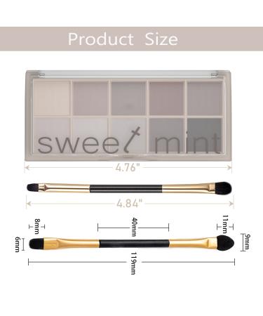 10 Colors Waterproof Matte Eyeshadow Palette | Long-Lasting High Pigment Formula | Ultra-Blendable Nude Shades | Includes 2 Brushes | Cement Color - Buy Online on SooperMarket.com