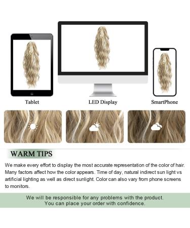 MORICHY Highlights Ponytail Extension 18inch Claw Clips in Ponytail Hair Extension for Women Mix Blonde Curly Hair Synthetic Pony Tail Hairpiece for Women Daily Use party 18Inch Dirty Blonde with Brown Highlights - Buy Online on SooperMarket.com