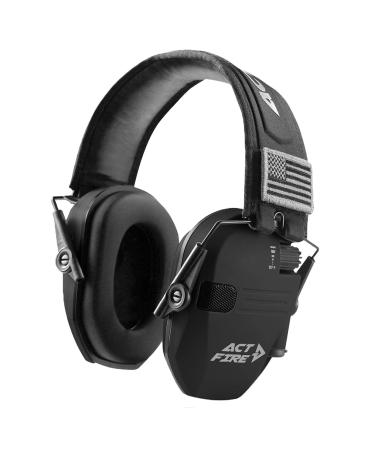 ACT FIRE Ear Protection Hearing Protection for Shooting Gun Range Shooting Earmuffs Elite One Size Matte Black (One Pair, No Case) Earmuffs