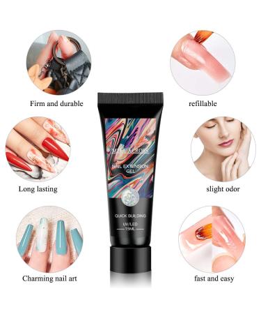 MEET ACROSS Glitter Poly Nail Extension Gel Kit - 3 Colors Builder Set for Quick Building Nail Extensions at Home - Silver, Pink, Blue - Buy Online on SooperMarket.com