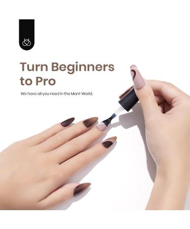 Beetles Gel Nail Polish Kit - Coffee Cafe Collection | Brown Neutral Beige Mauve Color | Soak Off UV LED Lamp | Base Top Coat | DIY Manicure Set for Women - Buy Online on SooperMarket.com