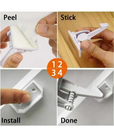 Surplex 10 Pack Child Safety Locks | Invisible Cabinet Protection for Drawers & Doors | No Drilling Easy Assembly - White - Buy Online on SooperMarket.com