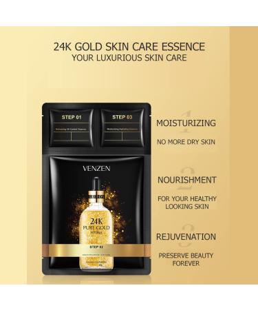 Buy VENZEN 3 Steps 24k Gold Hyaluronic Acid Mask - Oil Control Hydrating Essence | 5 Pack for International Shipping - Buy Online on SooperMarket.com
