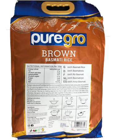 Puregro Brown Basmati Rice 5kg - Natural and Pure | Pack of 1 - Buy Online on SooperMarket.com