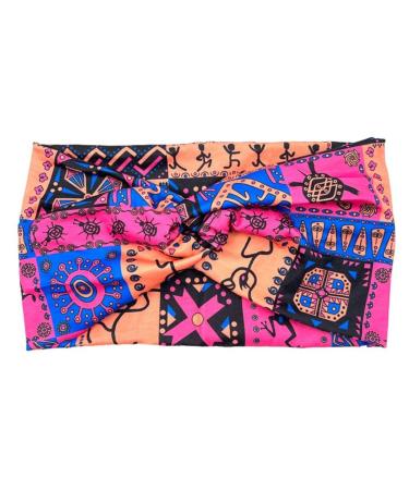 JSGHGDF Patterned Headwear Bohemia Knotted Wide Headbands Kids Adults Colorful Headpiece Fashionable and Comfortable Sweatbands Pink