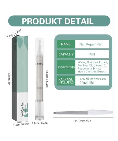 4-Piece Nail Care Pen Set with Tea Tree Oil Vitamin E & Aloe Vera - Well-Groomed Fingernails & Toenails - Includes Nail File - Green - Buy Online on SooperMarket.com