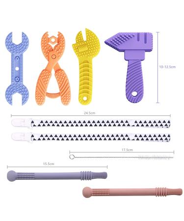 AUXHCYL 6 Pack Silicone Baby Teething Toys for 0-6 Months - Hammer, Wrench, Spanner, Pliers Shapes - Molar Teether Chew Toys for Infants - Buy Online on SooperMarket.com