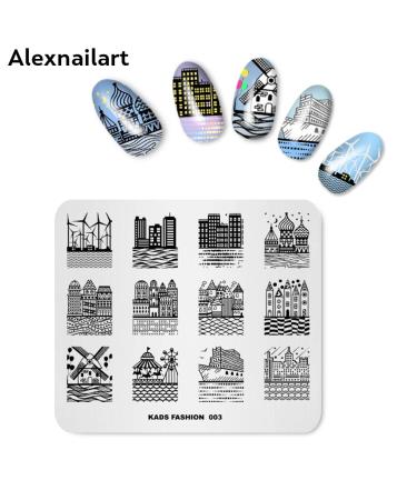 Nail Stamp Plate Set - 5pcs Picture Design Templates for Nail Art | Rock City Architecture Leopard & Hair Braiding Patterns - DIY Manicure Tools GT0011 - Buy Online on SooperMarket.com