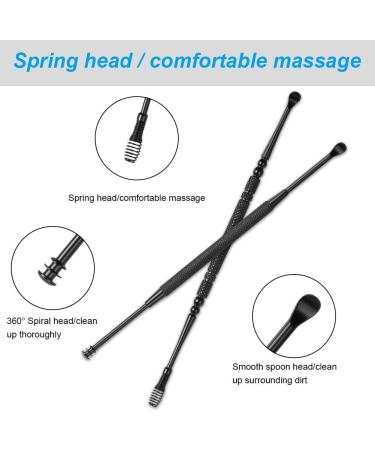 Vicloon Ear Wax Removal 7pcs Ear Cleaning Kit Ear Pick Ear Tools Set with Storage Box and Brush New Turbofan Structure Ear Cleaner Ear Wax Remover with One-Piece Earsafe Design for Adult and Kid black - Buy Online on SooperMarket.com