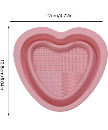 Veeteah Silicone Makeup Brush Cleaner Bowl - Heart Shape Silicone Make up Brush Cleaner - Portable Washing Tool for Brushes Sponges Brush Cleaning Pad pink - Buy Online on SooperMarket.com