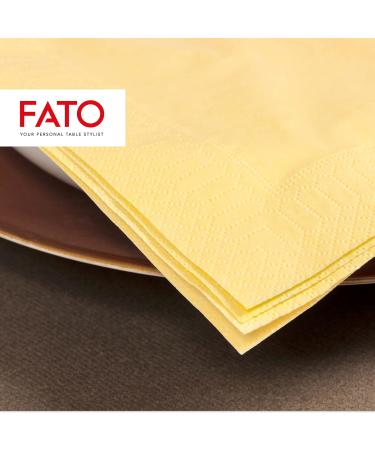 FATO Disposable Paper Napkins for Aperitifs & Cocktails - 100 Pack 24x24cm 4-Folded 2-Layer Champagne Color FSC Certified - Buy Online on SooperMarket.com
