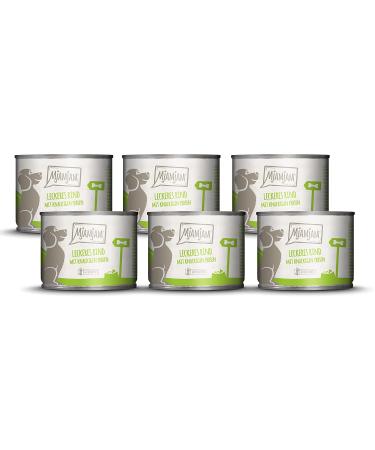 Mjamjam - Premium wet food for dogs - delicious beef on cooked potatoes with crispy peas 6 -pack (6 x 200 g) natural lamps with extra meat single beef 200 g (6 Pack)