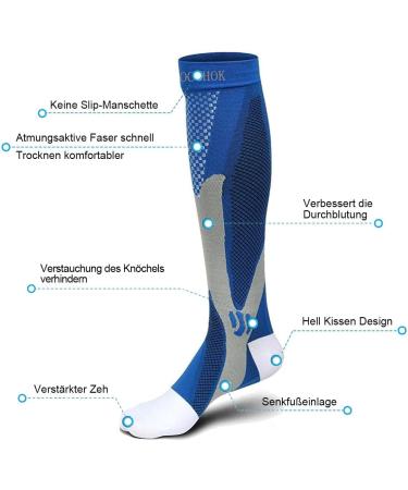 Cocohok Compression Stockings for Sports | Men & Women | Enhance Performance Endurance & Blood Circulation | 2 Pairs in Blue (38-42) - Buy Online on SooperMarket.com