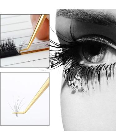 NAGARAKU Gold Curved Angled Volume Tweezers - Lightweight Stainless Steel Precision Tweezer for Easy Eyelash Extension Fanning (N-07) - Buy Online on SooperMarket.com