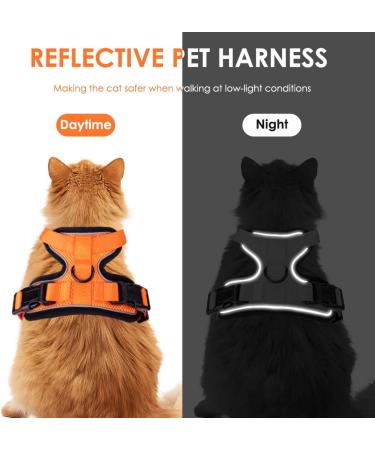 Breakproof Cat Leash Set & Adjustable Soft Kitten Vest - Reflective Stripes | Orange Small Dishes for Kittens - Buy Online on SooperMarket.com