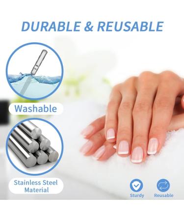 2Pcs Stainless Steel Nail Files for Natural Nails - Double-Sided Diamond File for Mothers Day Gifts - Washable and Reusable Metal Nail File - Buy Online on SooperMarket.com