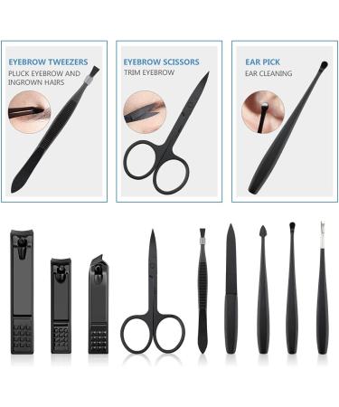 Adulahi 9-in-1 Stainless Steel Manicure Set with Leather Travel Case - Professional Nail Clippers and Grooming Kit for Men/Women - 9 PCS - Buy Online on SooperMarket.com
