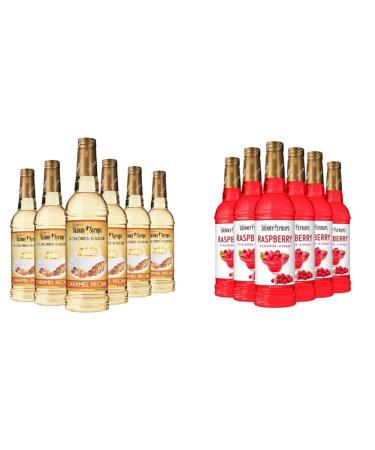 Jordan's Skinny Syrups Caramel Pecan Syrup (750ml Sugar-Free Zero Calorie Keto Friendly) & Raspberry Syrup (750ml Sugar-Free Zero Calorie Keto Friendly) Guilt-Free Sweet & Fruity Duo for Coffee