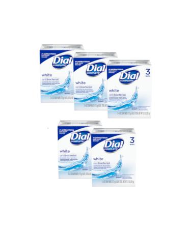 Dial Antibacterial Deodorant Bar Soap 4 oz bars White 3 ea (Pack of 5)